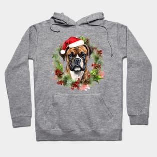 Christmas Boxer Dog Wreath Hoodie